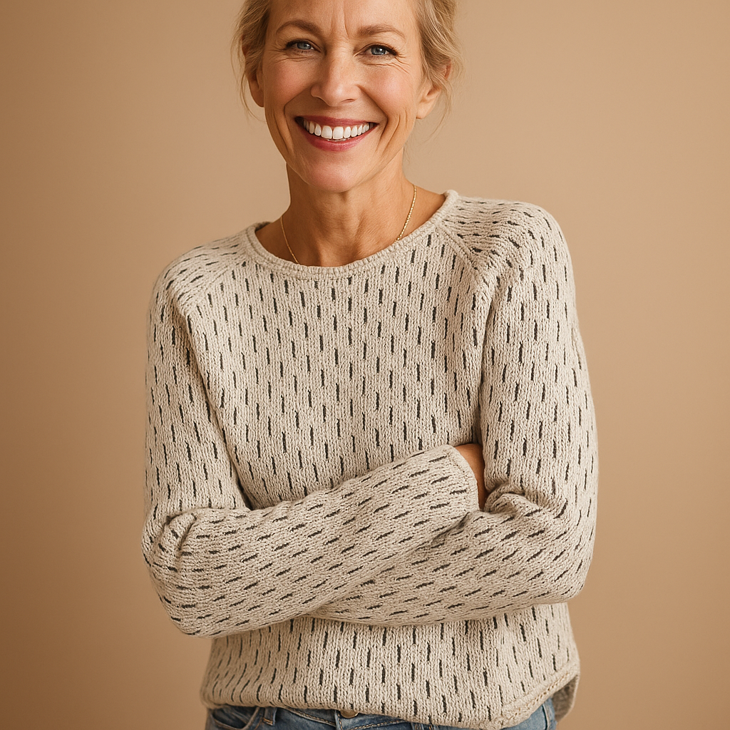 Elegante gebreide wintertrui voor dames in grijs, met ademende stof en ontspannen pasvorm, perfect voor casual en formele gelegenheden.