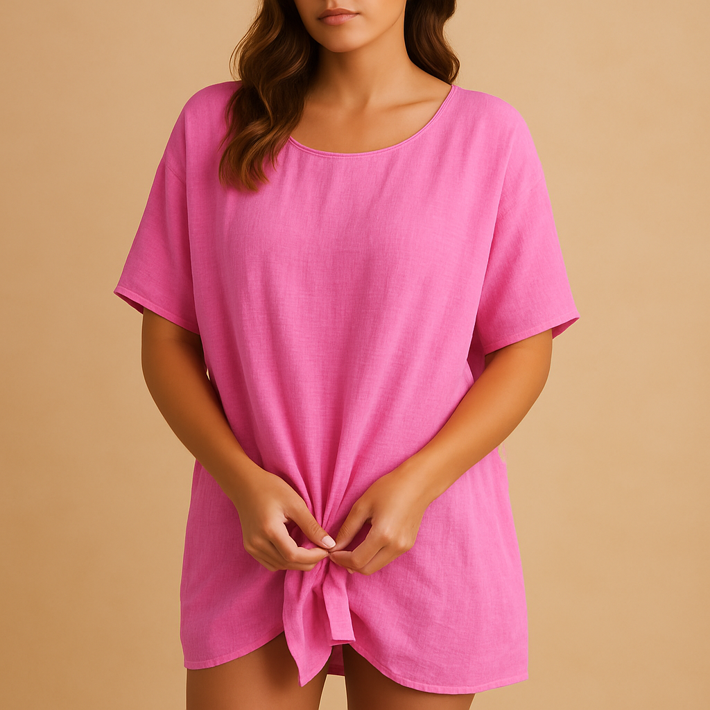 Midi-jurk voor dames tot op de knie, gemaakt van ademende stof met flatterende pasvorm, perfect voor vakanties, zomer en feestelijke gelegenheden